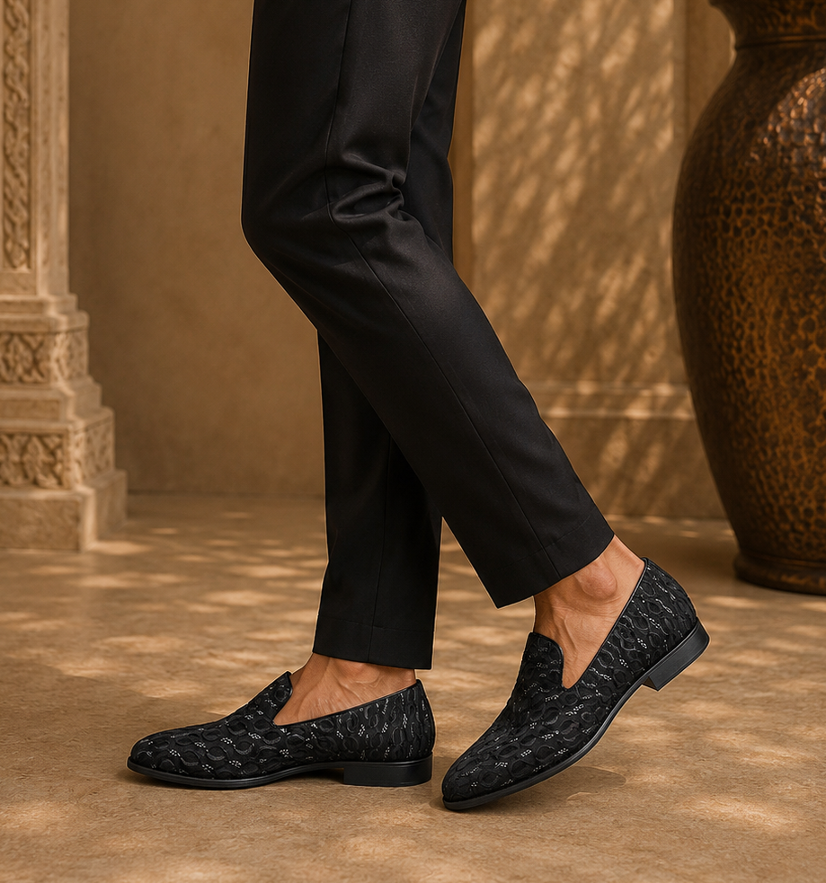 Isernia Ethnic Slip Ons Black