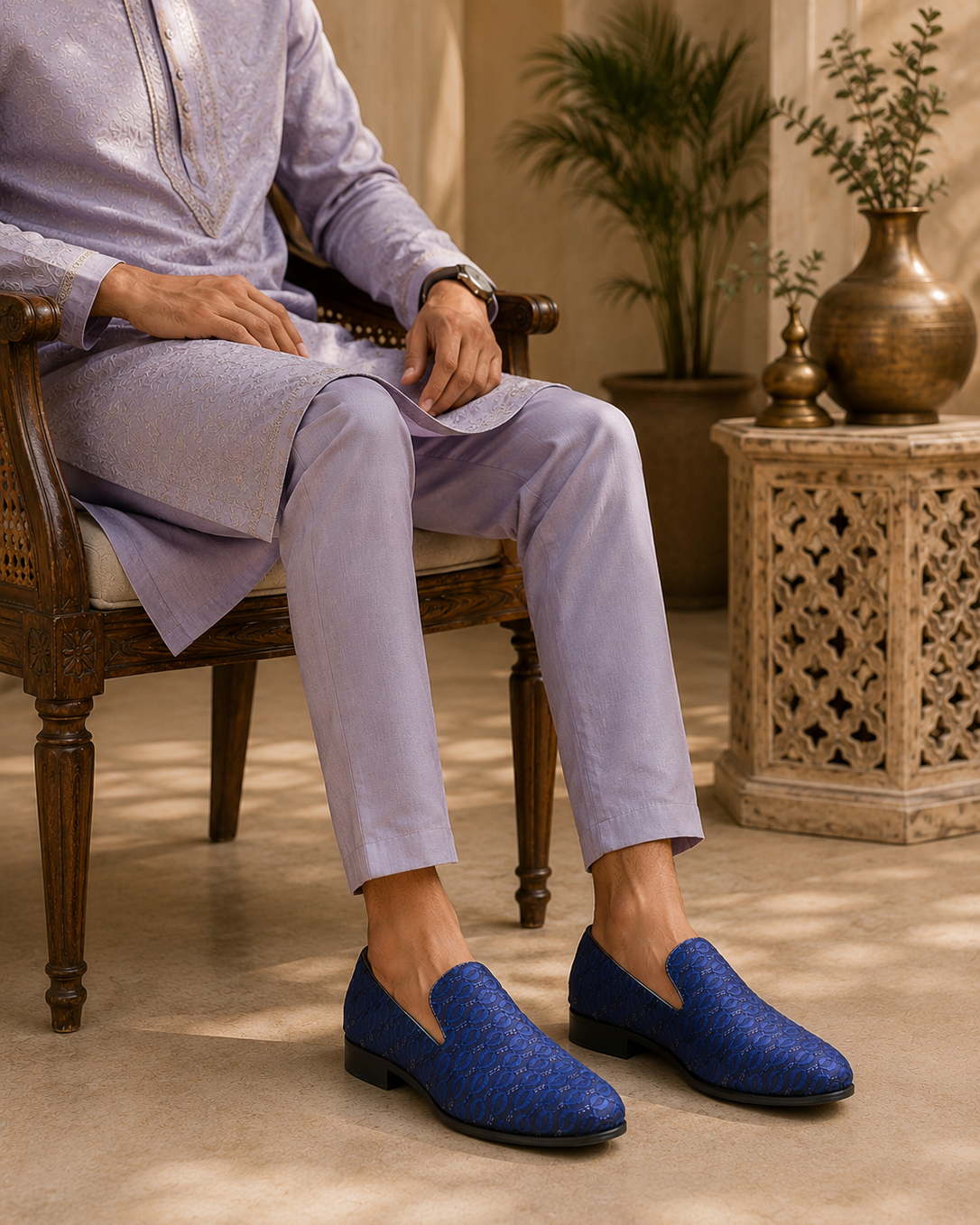 Isernia Ethnic Slip Ons Navy