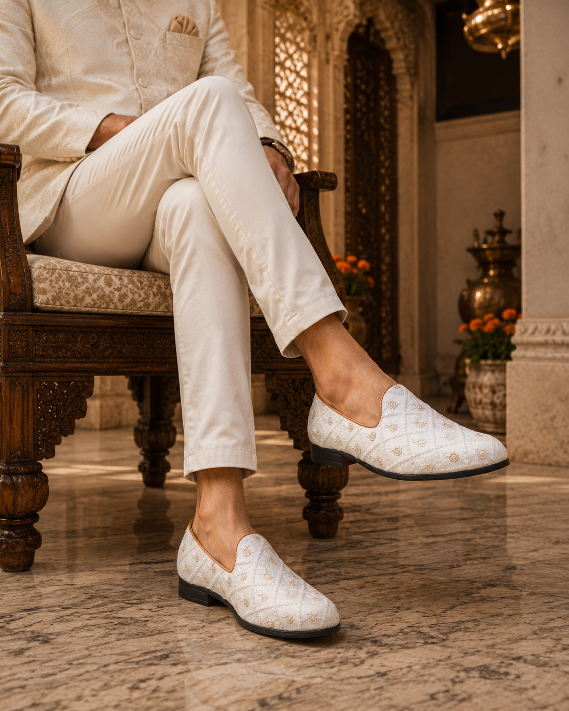 Ossola Ethnic Slip Ons White