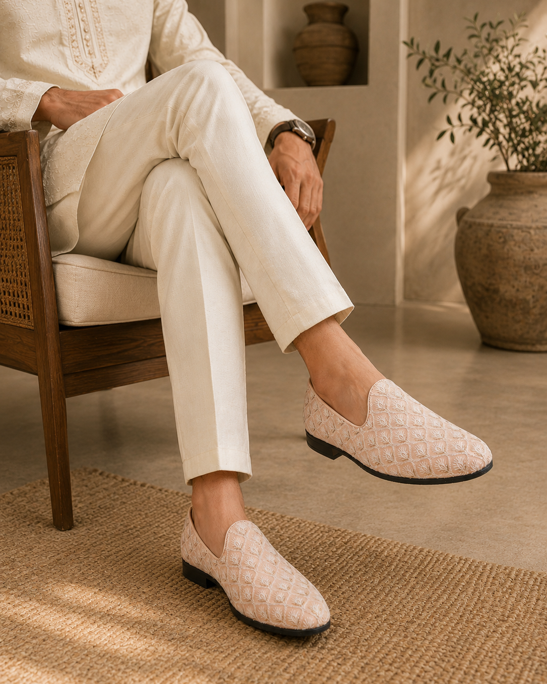 Oristano Ethnic Slip Ons Pink