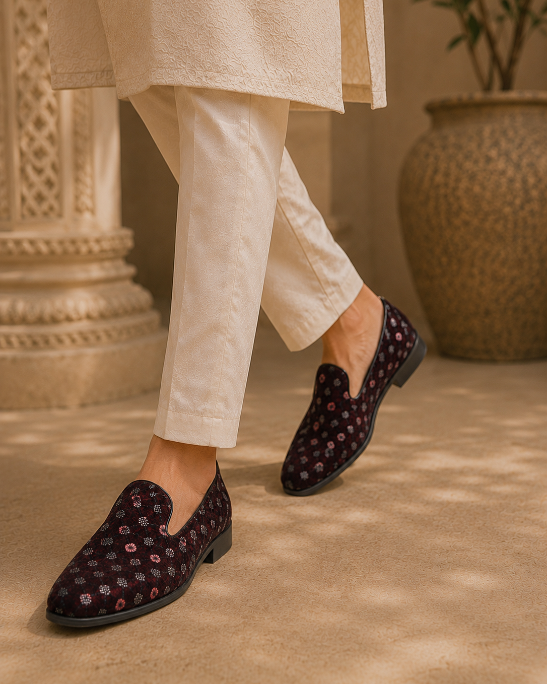 Parma Ethnic Slip Ons Cherry