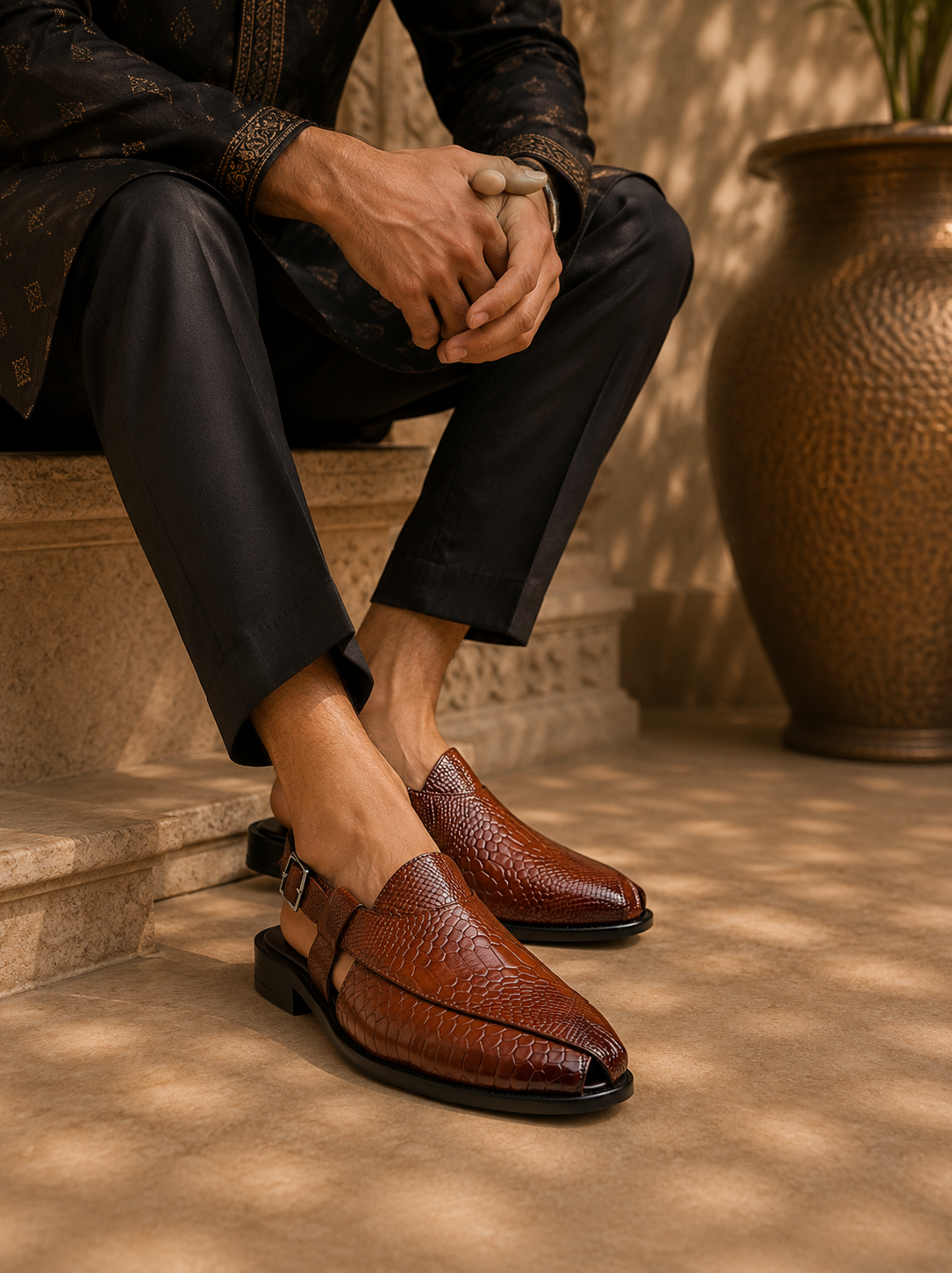 Udine Ethnic Slip Ons Tan