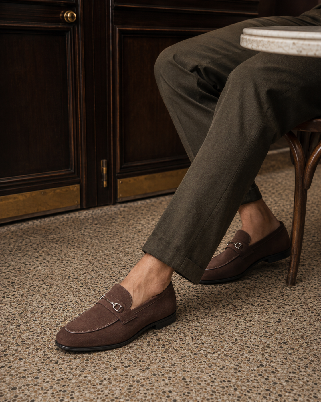 Nicholl Suede Leather Comfort Slip-Ons Shoes Brown