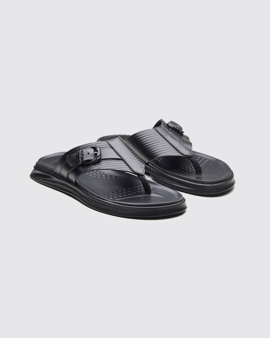 FIORE Men's Premium Leather Sandals Black