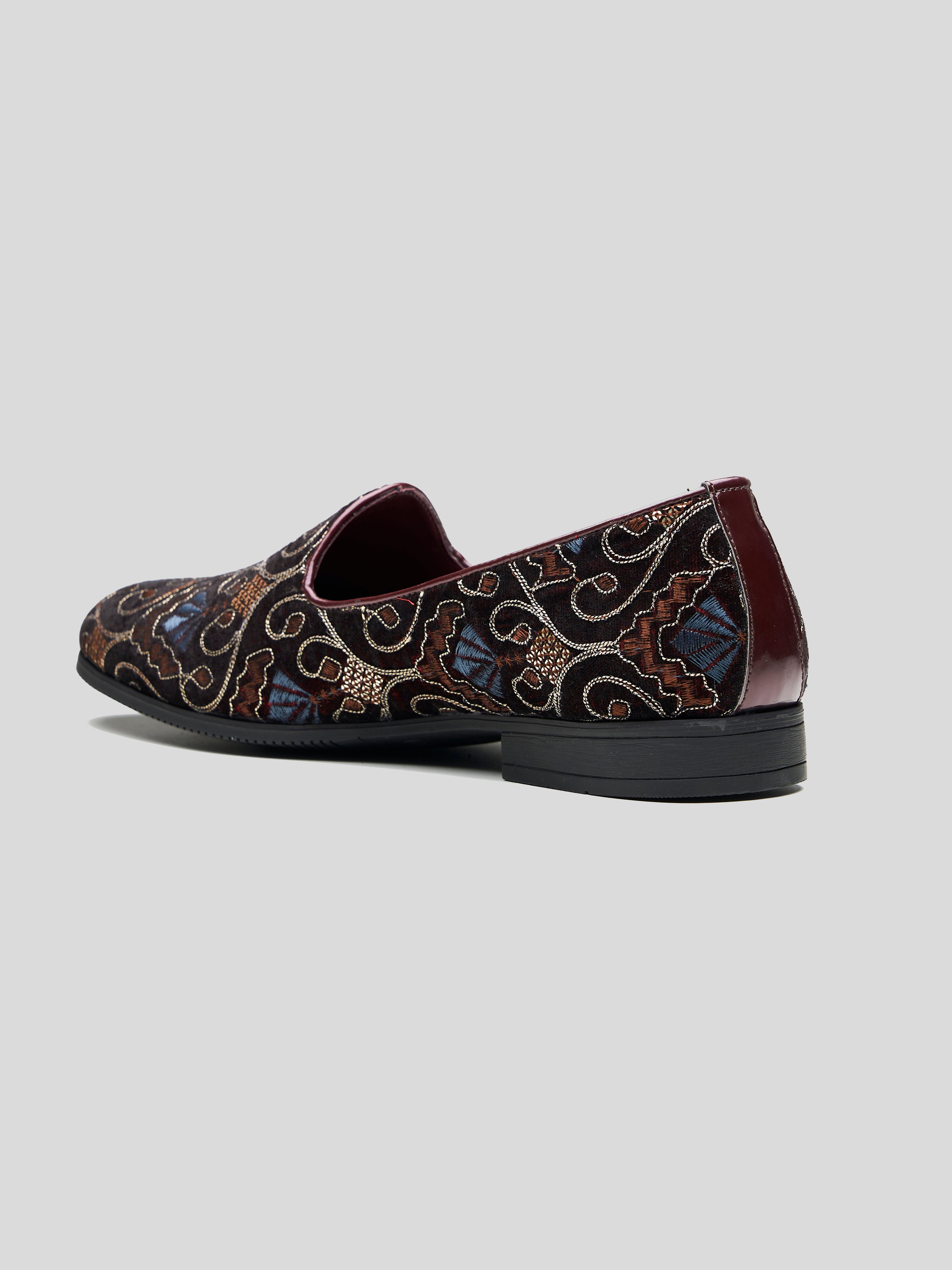 Gaetano Ethnic Slip Ons Bordo