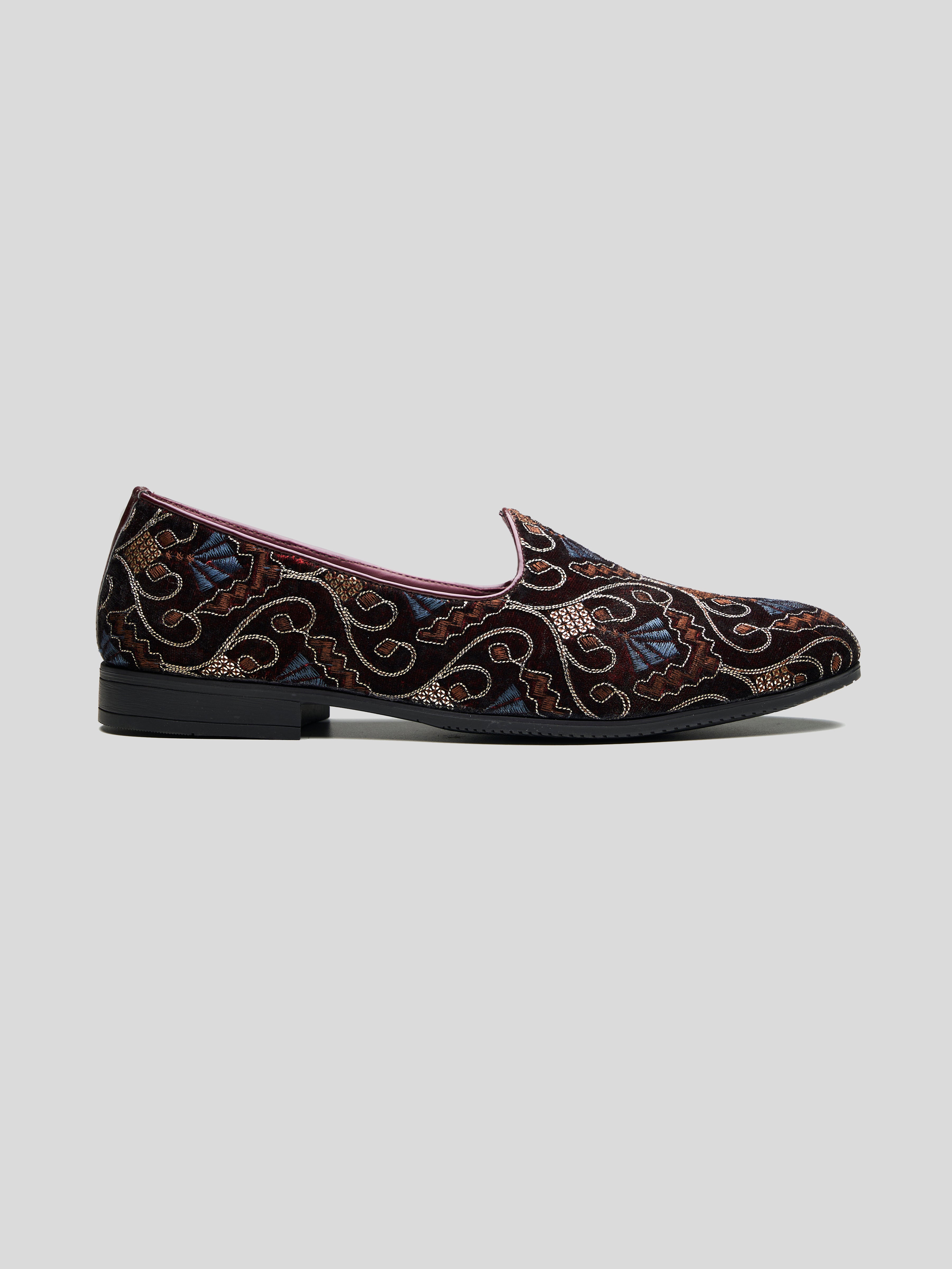 Gaetano Ethnic Slip Ons Bordo