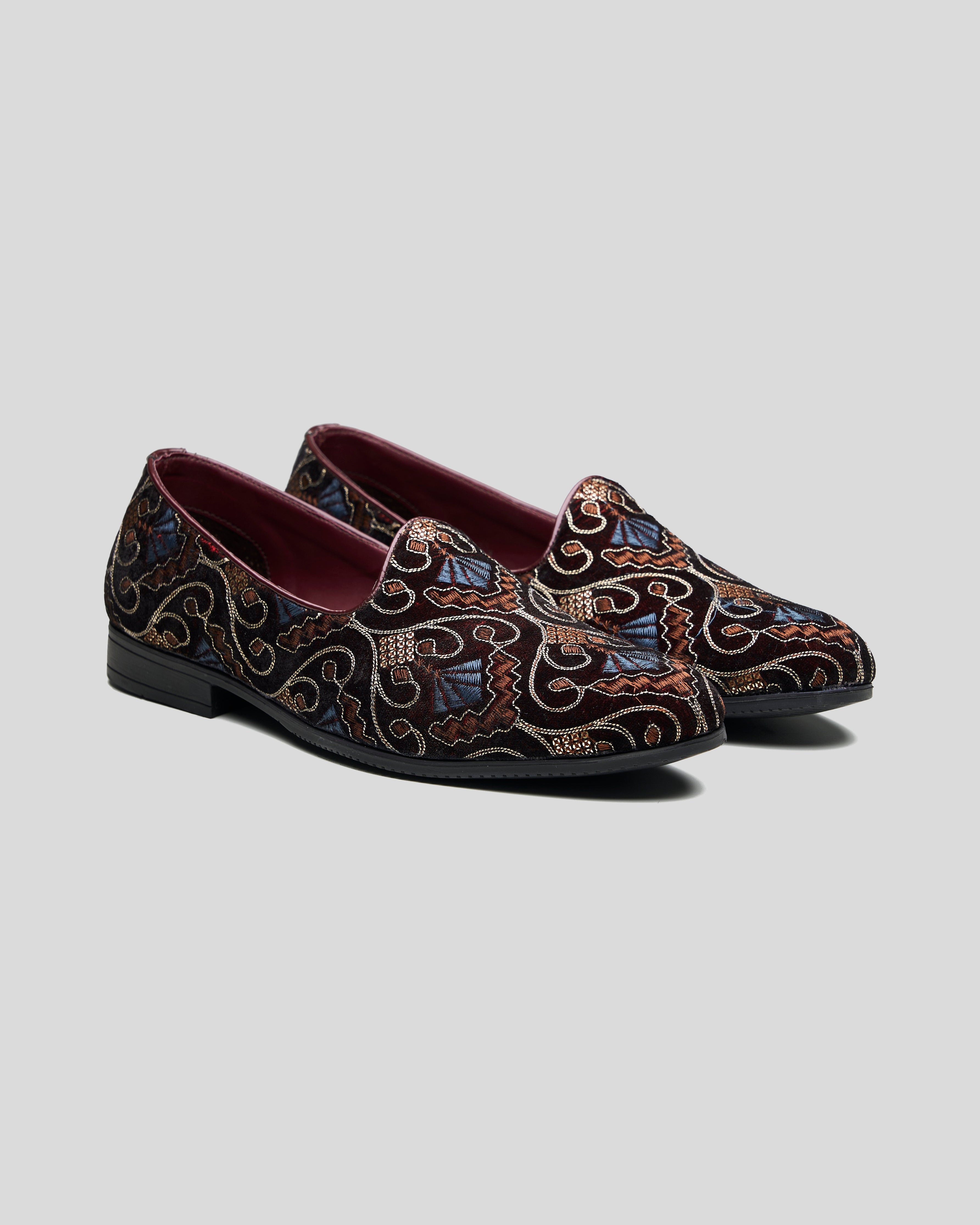 Gaetano Ethnic Slip Ons Bordo