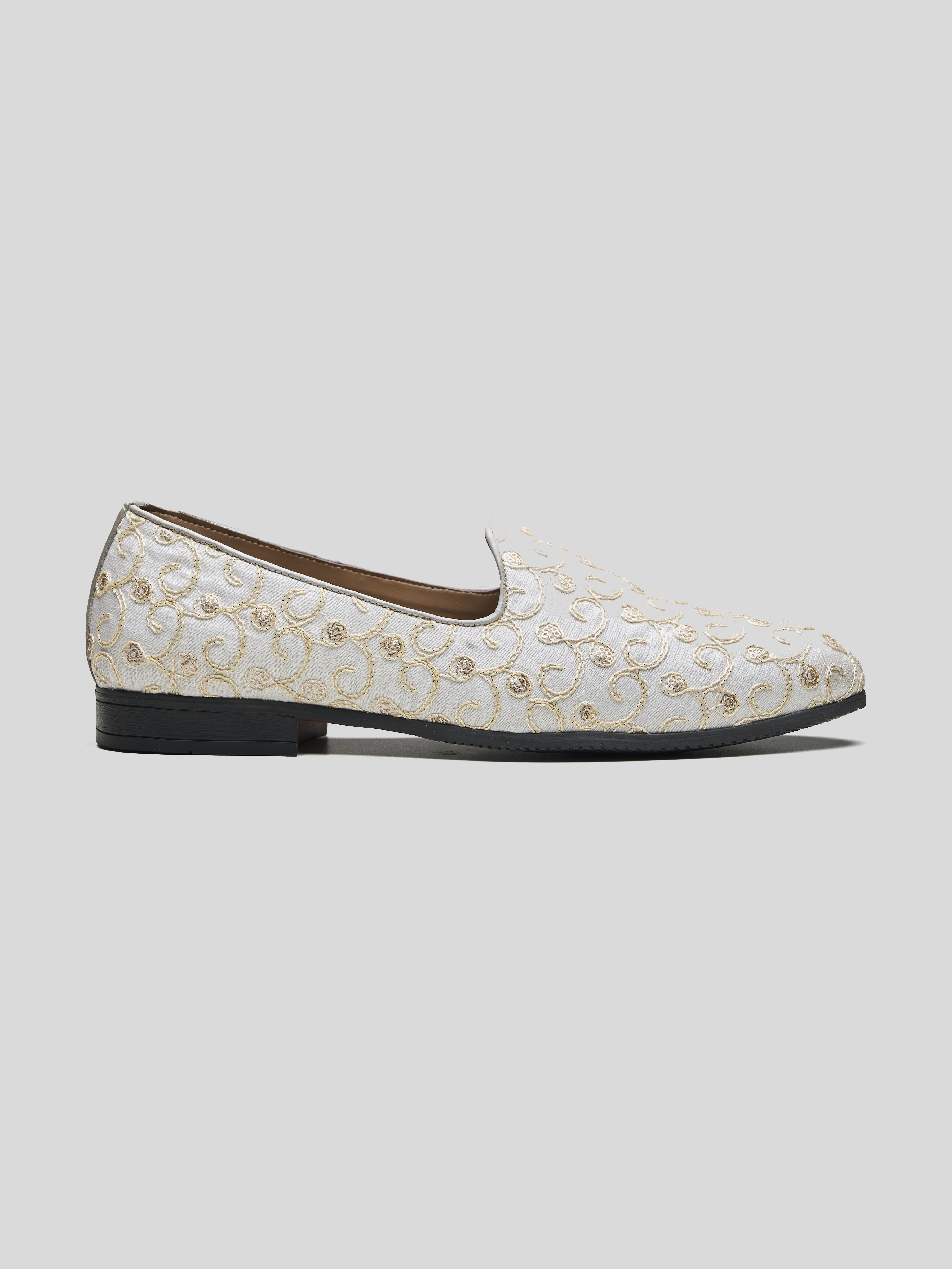 Giorgian Ethnic Slip Ons White