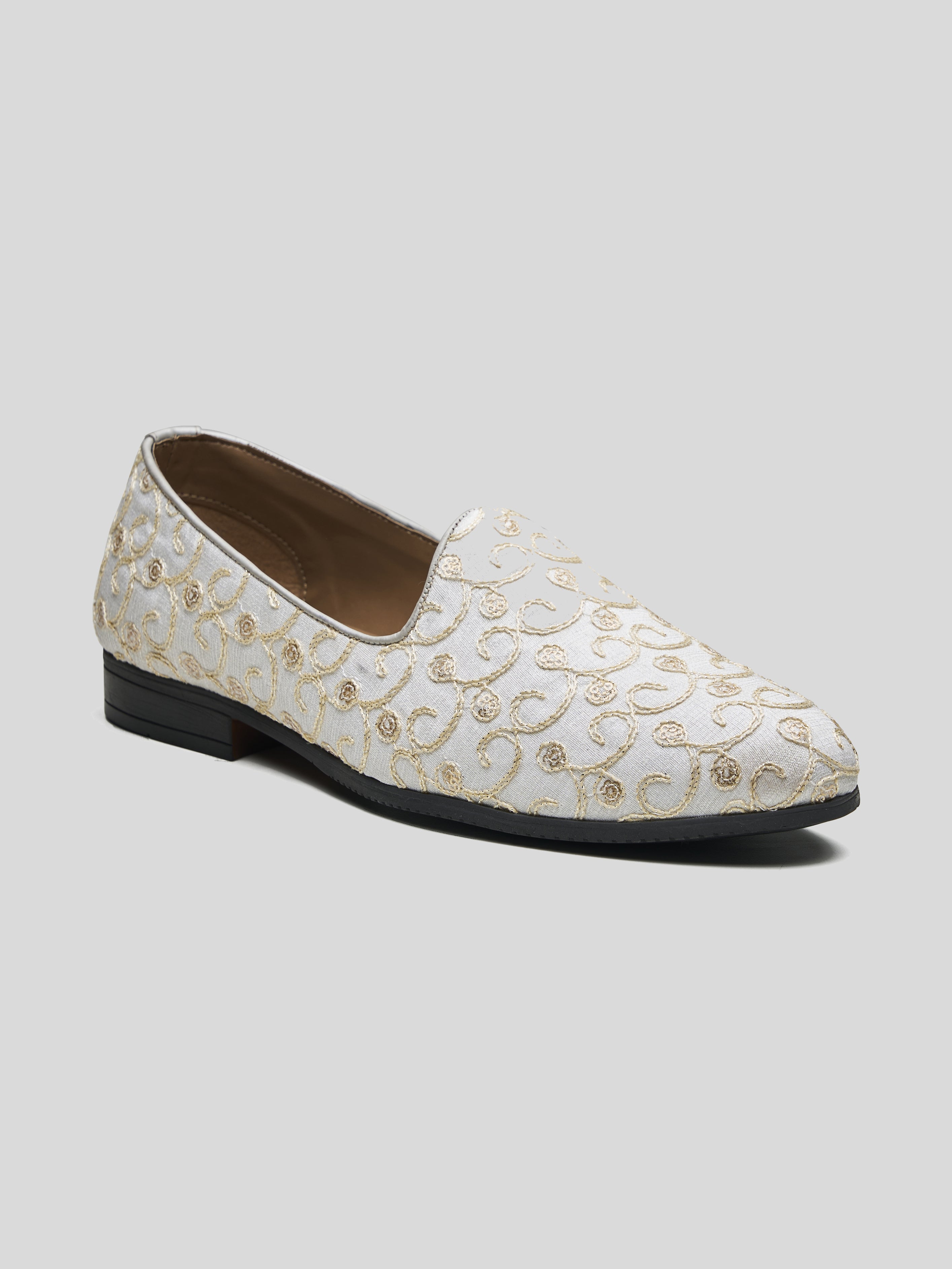 Giorgian Ethnic Slip Ons White