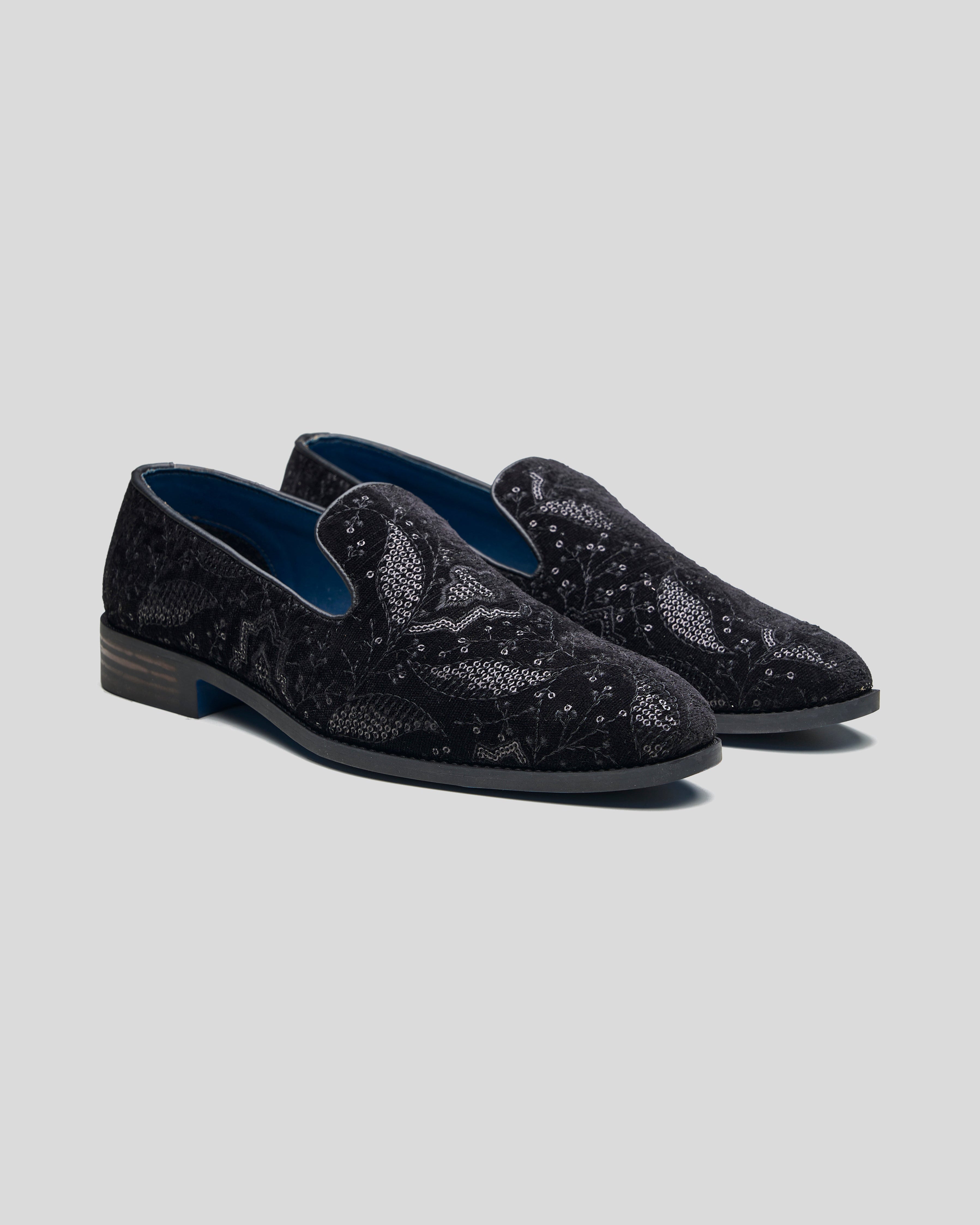 Giacomo Ethnic Slip Ons Black
