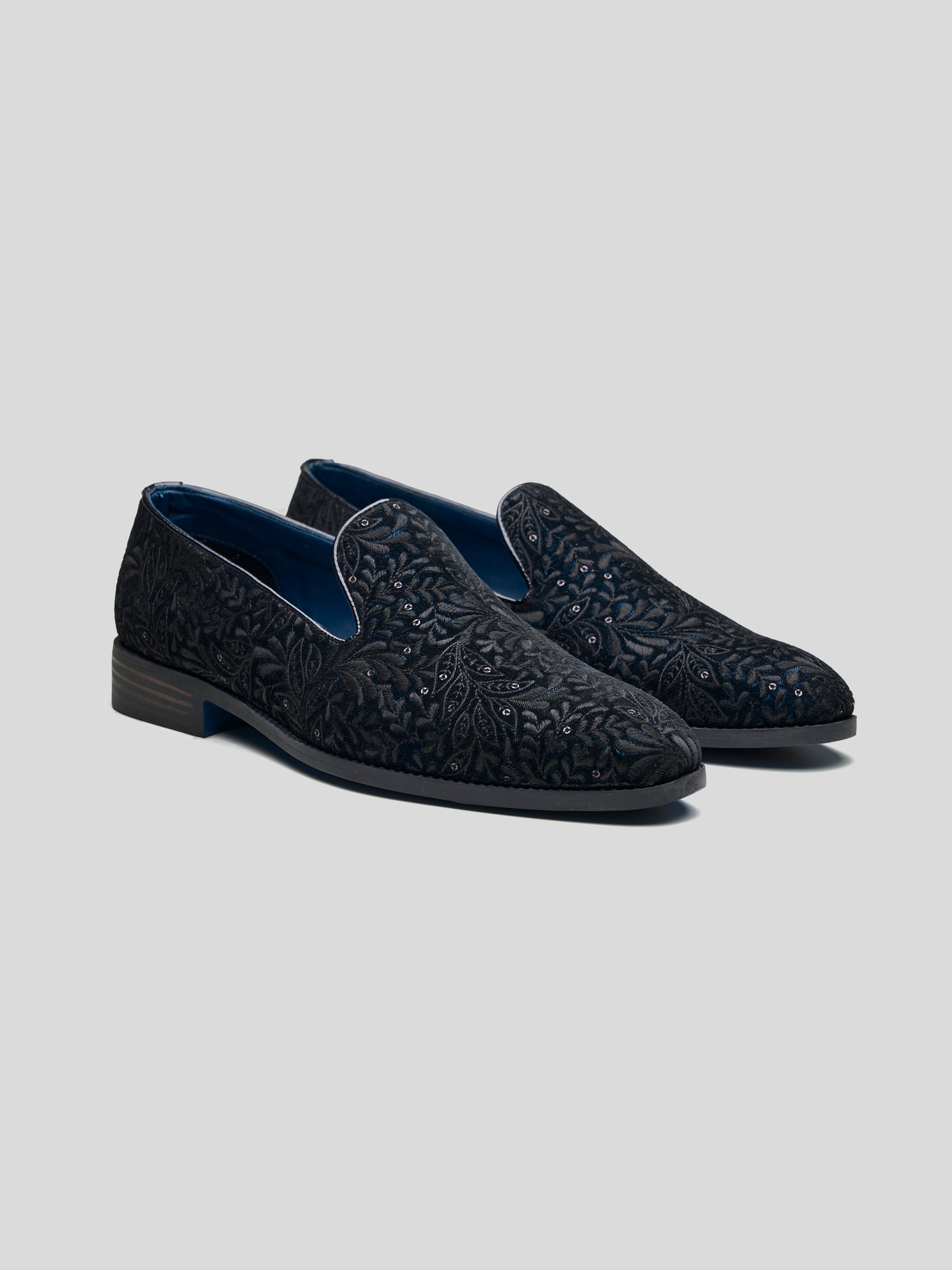 Graziano Ethnic Slip Ons Black