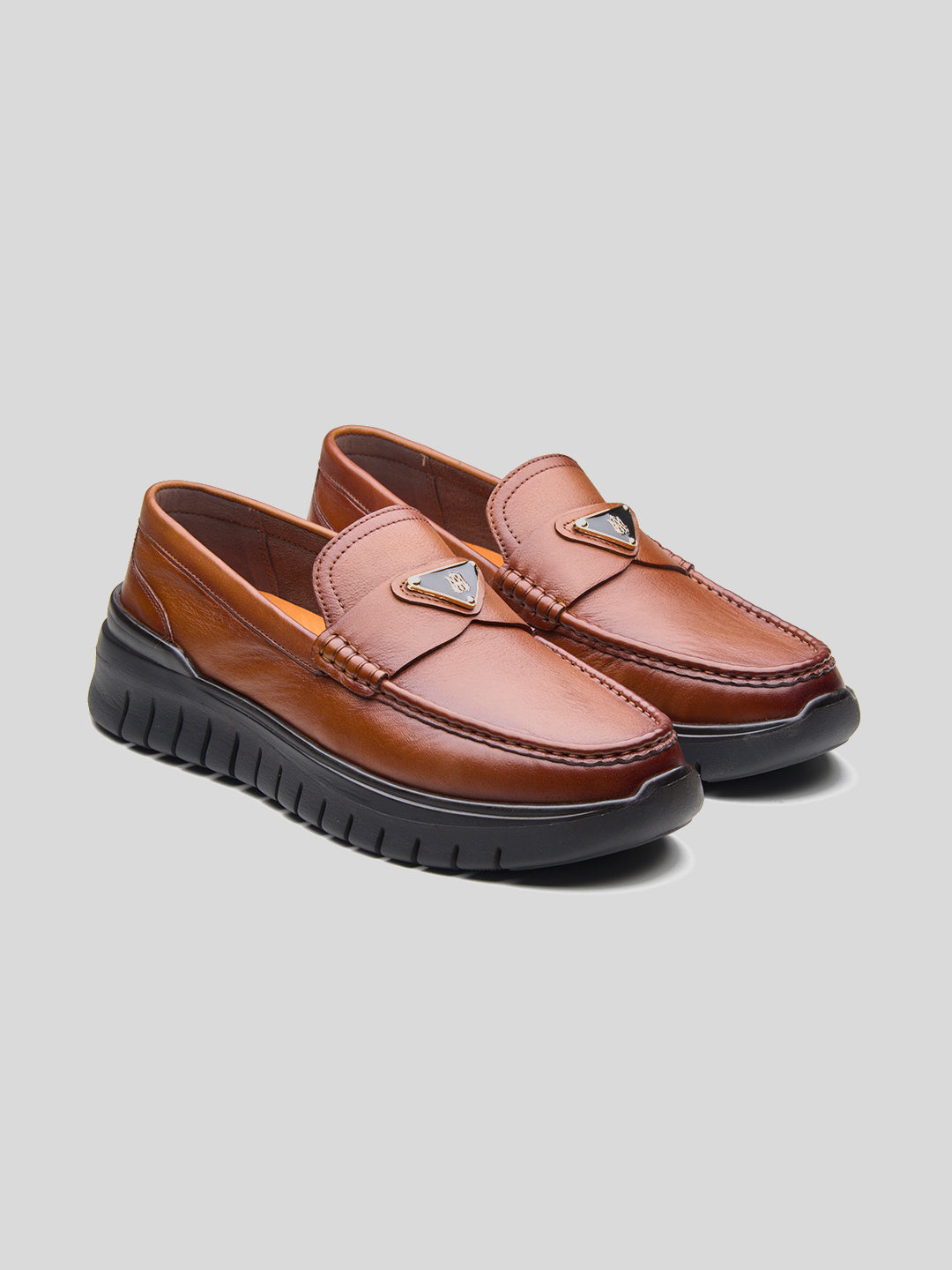 Cosimo Leather Comfort Slip-on Shoes Tan