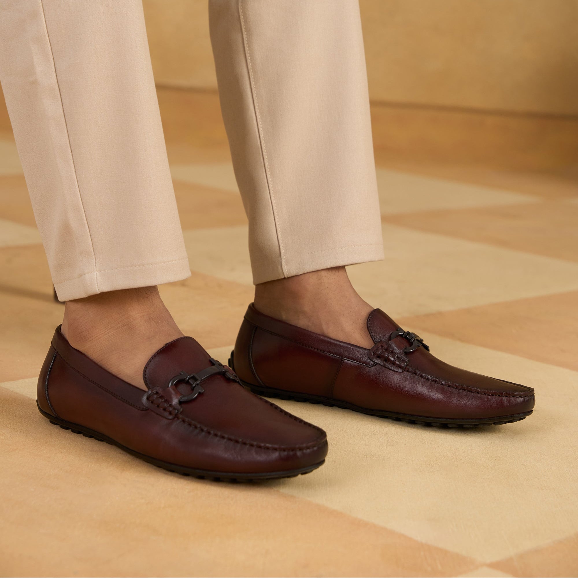 Paolo Leather Loafers Slip-on Shoe Bordo