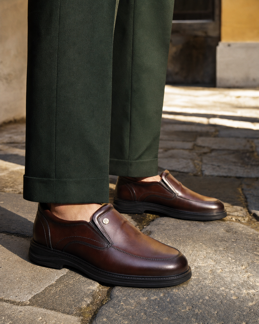 Basil Leather Comfort Slip-on Shoes Brown