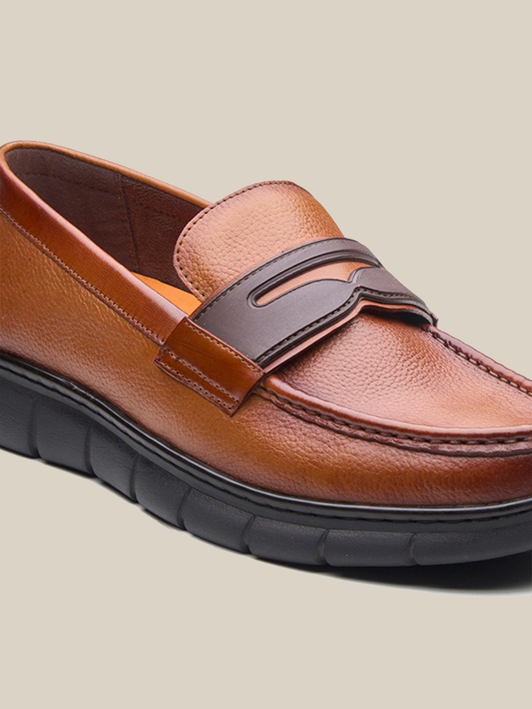 Benuto Leather Formal Slip-on Shoes Tan
