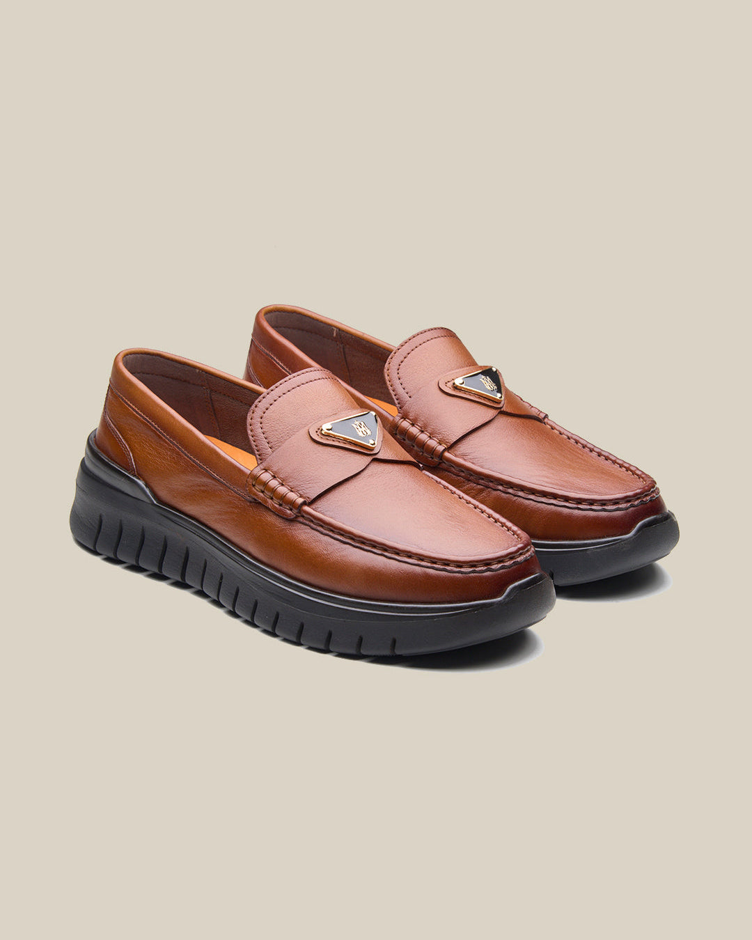 Cosimo Leather Comfort Slip-on Shoes Tan