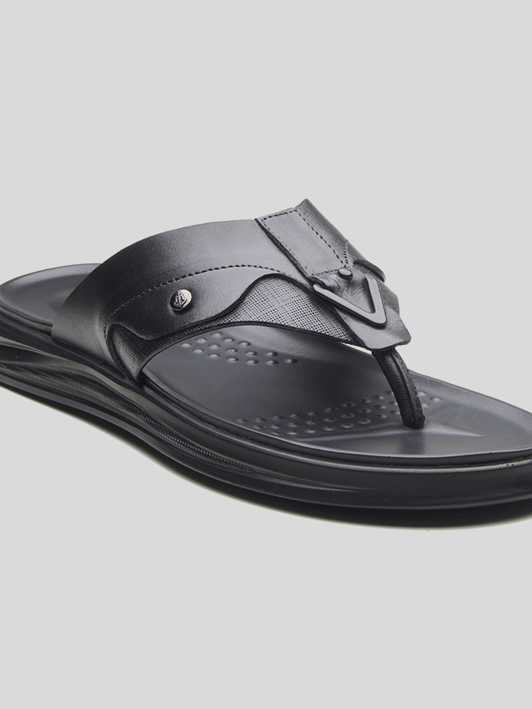 FAZIO Men's Premium Leather Sandals Black
