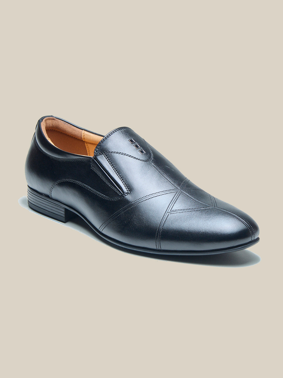 Leonardo Leather Formal Slip On Shoes Black