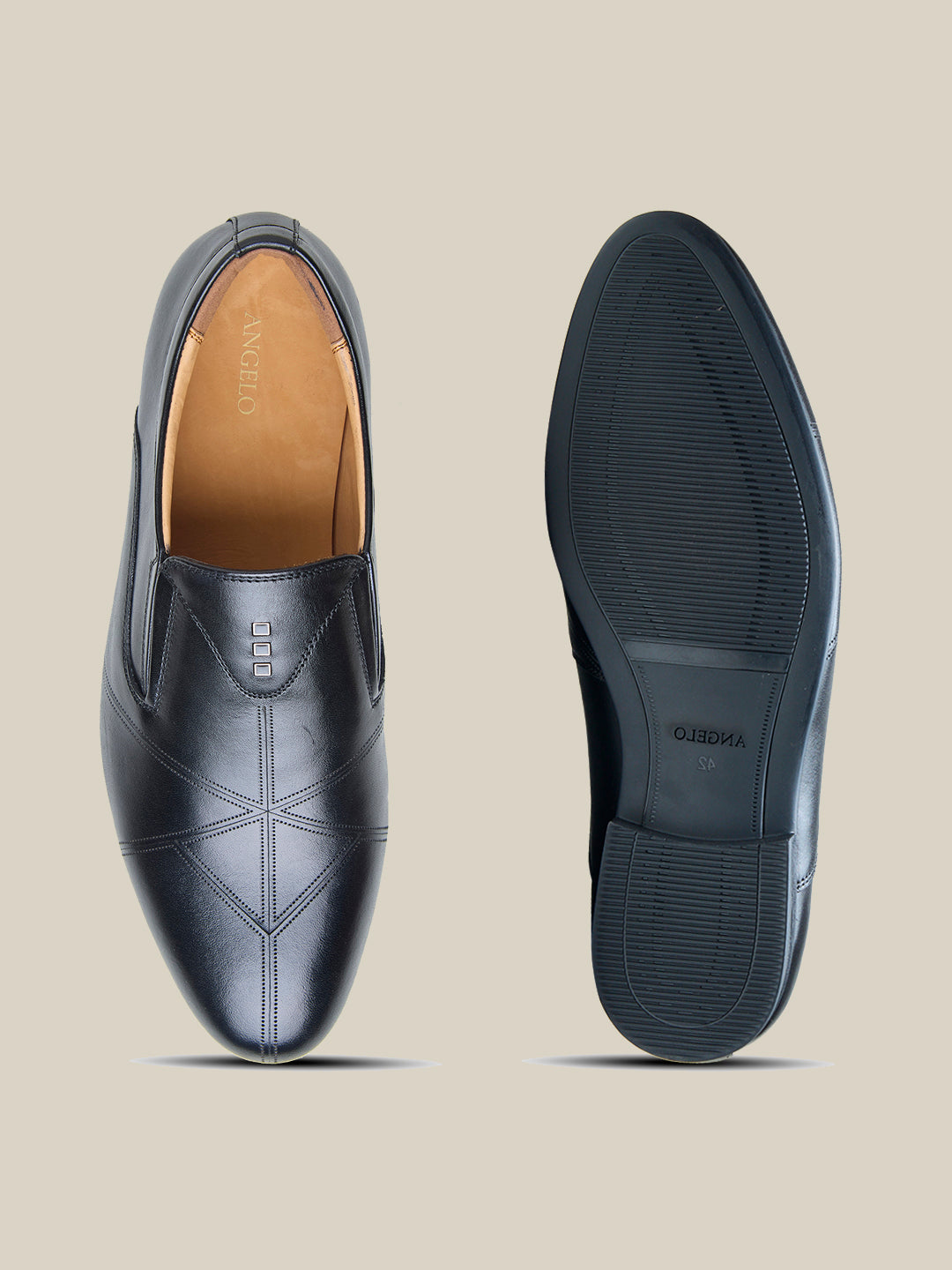 Leonardo Leather Formal Slip On Shoes Black