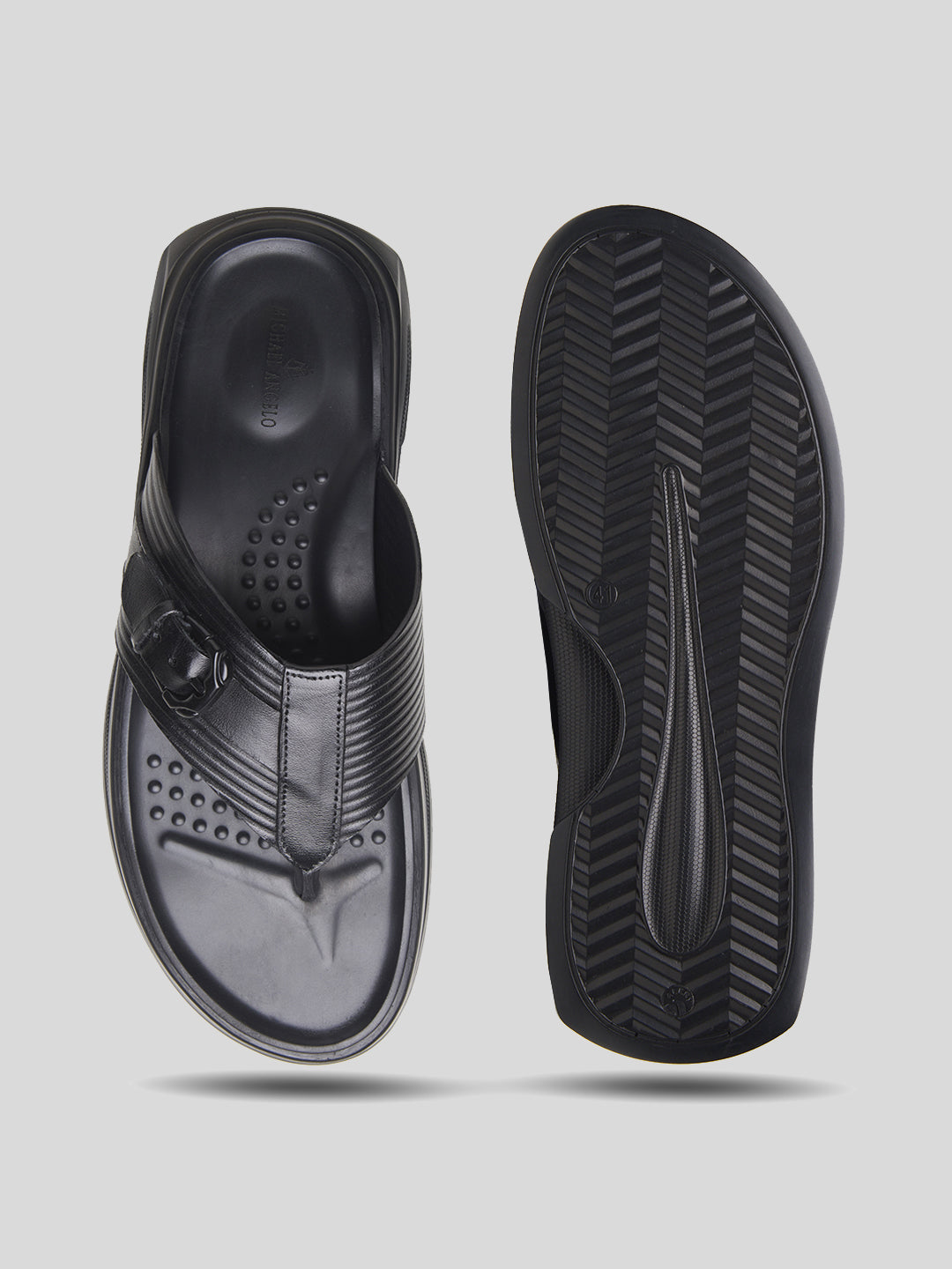 FIORE Men's Premium Leather Sandals Black
