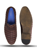 Kallisto Leather Ethnic Slip Ons Shoes Brown