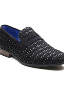 Kallisto Leather Ethnic Slip Ons Shoes Black