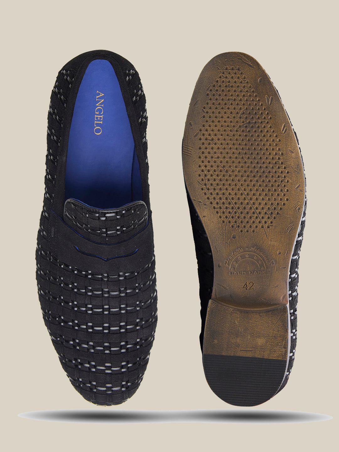 Kallisto Leather Ethnic Slip Ons Shoes Black