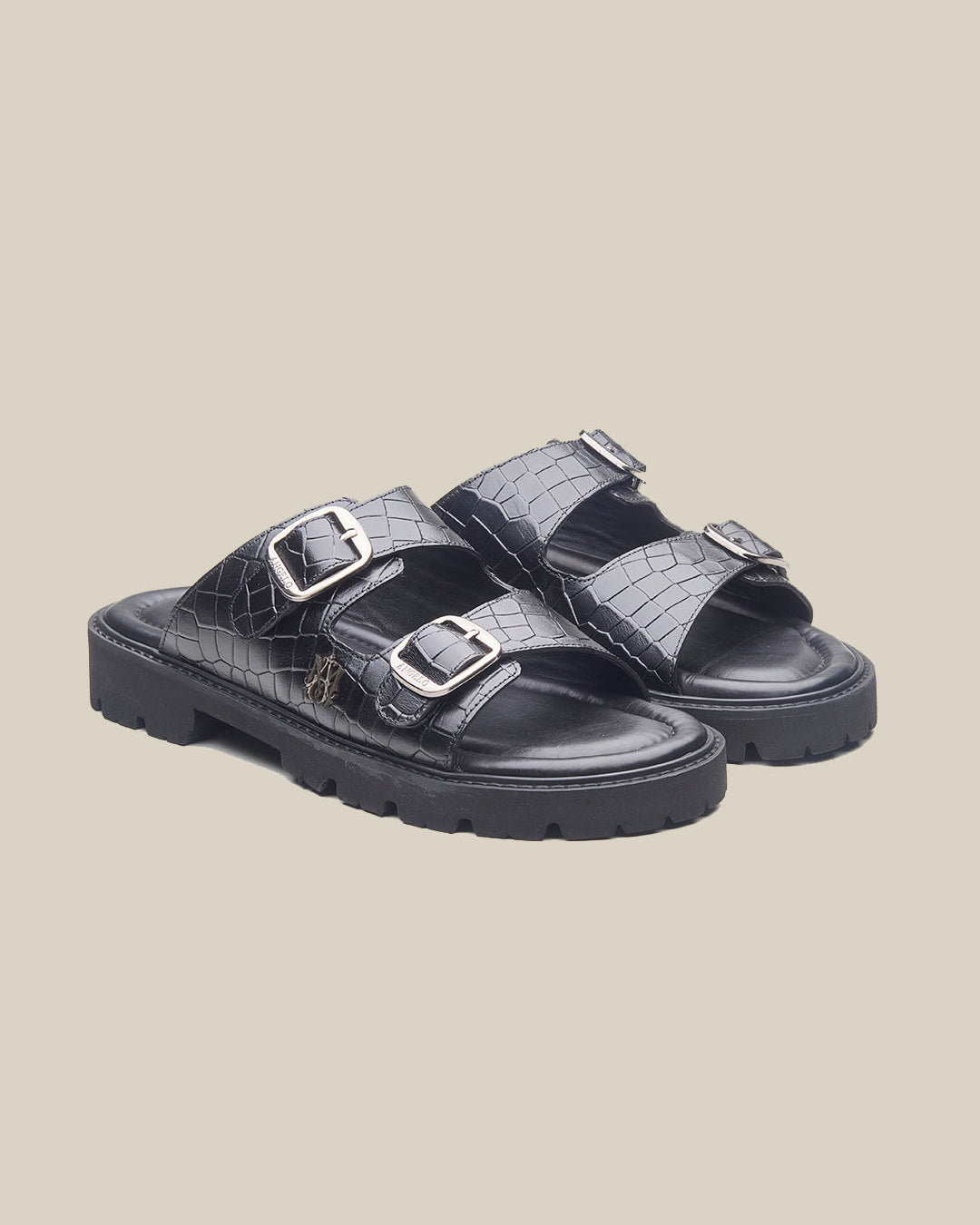 Marcus Leather Slippers Black