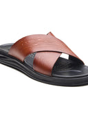 Michael Angelo FOLCO Men's Premium Textured Leather Sandals tan