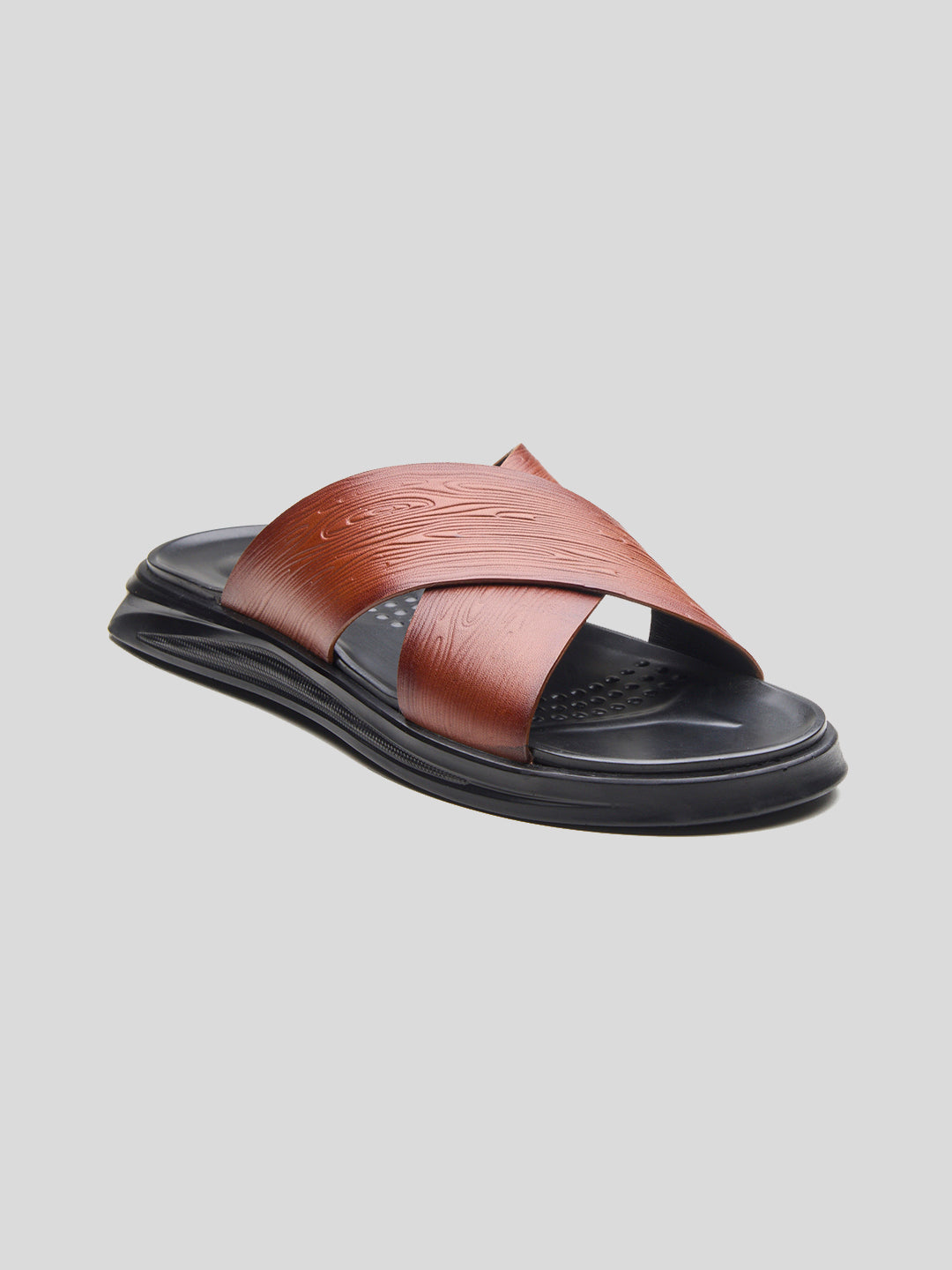 FOLCO Men's Premium Textured Leather Sandals Tan