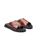 Michael Angelo FOLCO Men's Premium Textured Leather Sandals tan