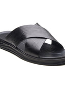 Michael Angelo FOLCO Men's Premium Textured Leather Sandals black