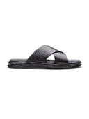 Michael Angelo FOLCO Men's Premium Textured Leather Sandals black