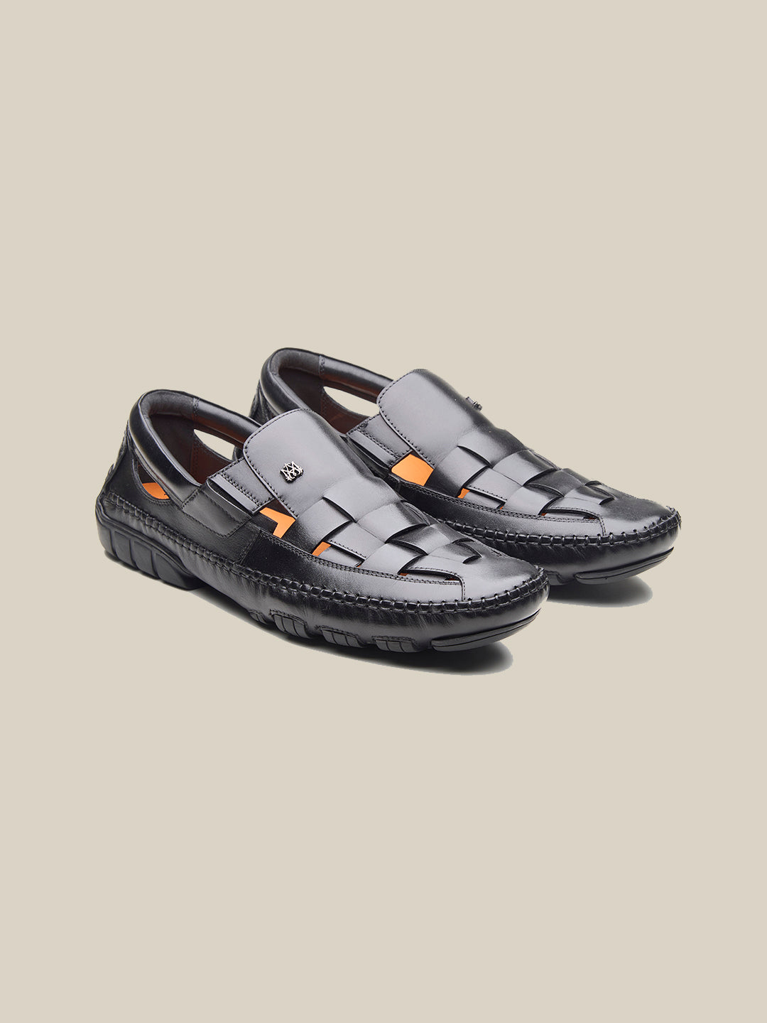 Fryer Leather Roman Sandals Black