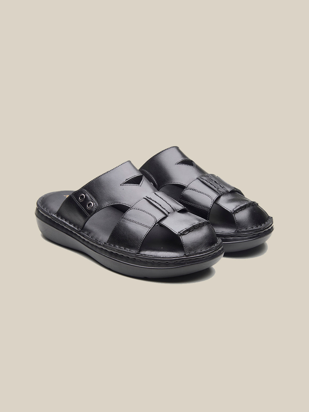 Nathan Leather Slippers Black