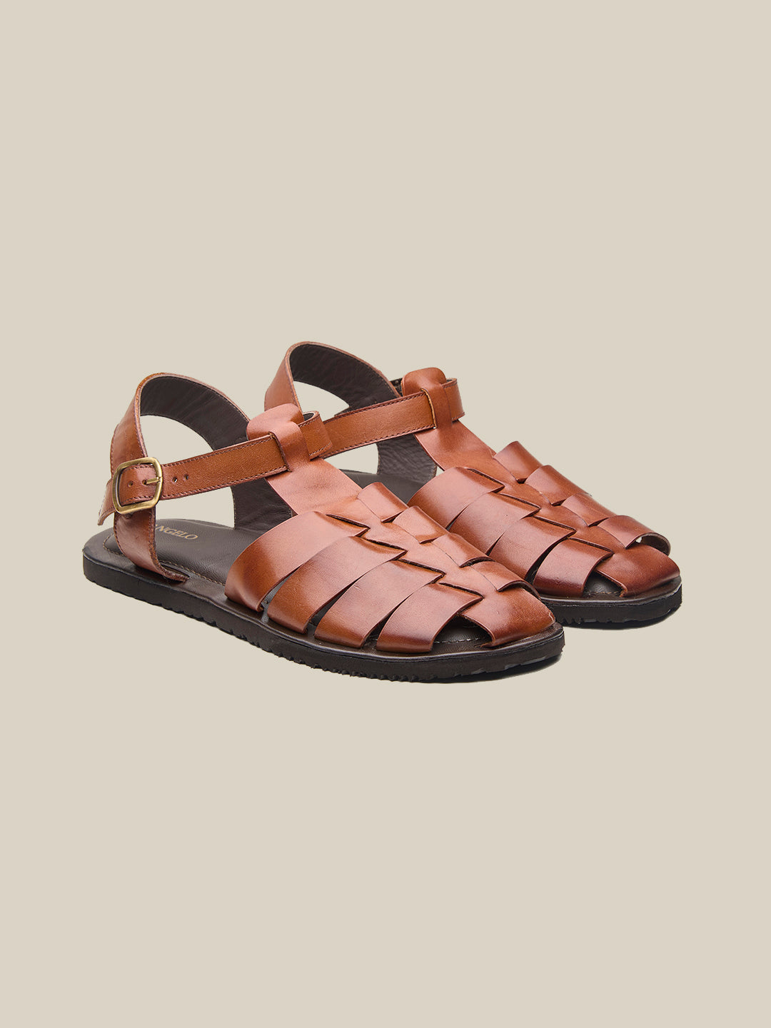 Defender Ethnic Huarache Leather Sandals Tan