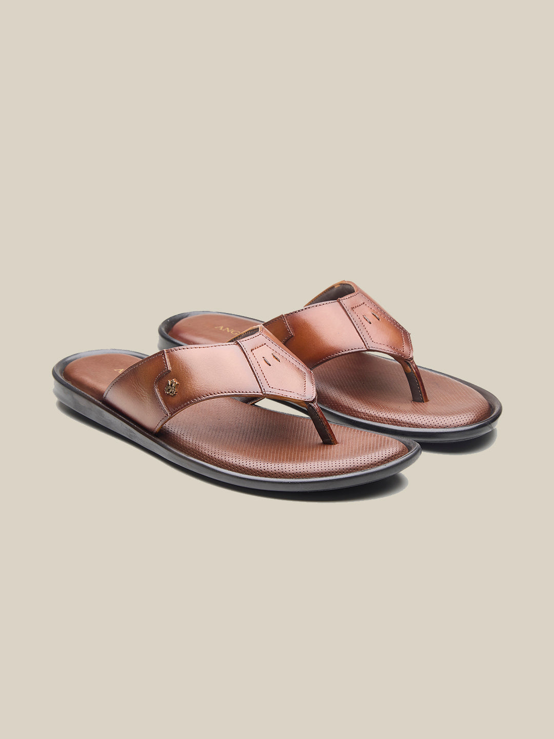 Manenti Leather Slippers Tan