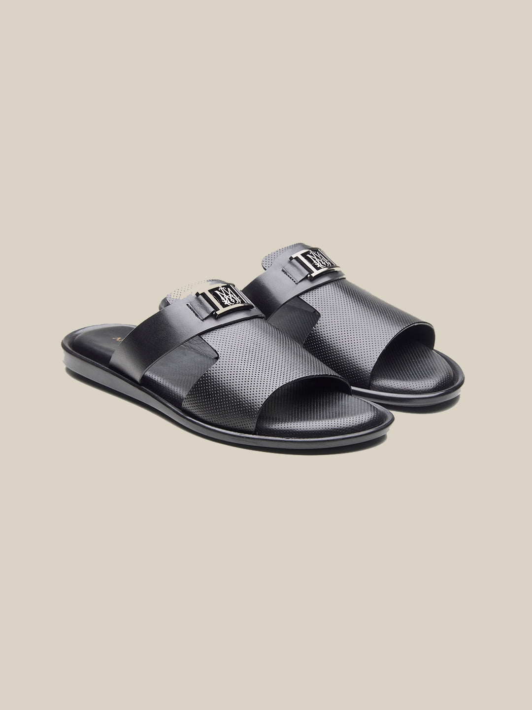 Madsen Leather Slippers Black