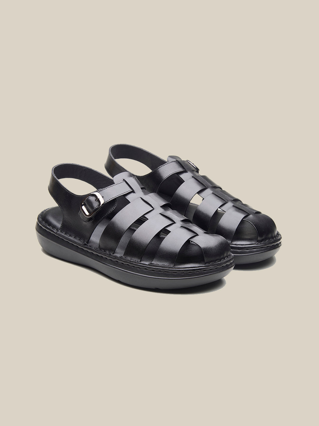 James Leather Sandals Black