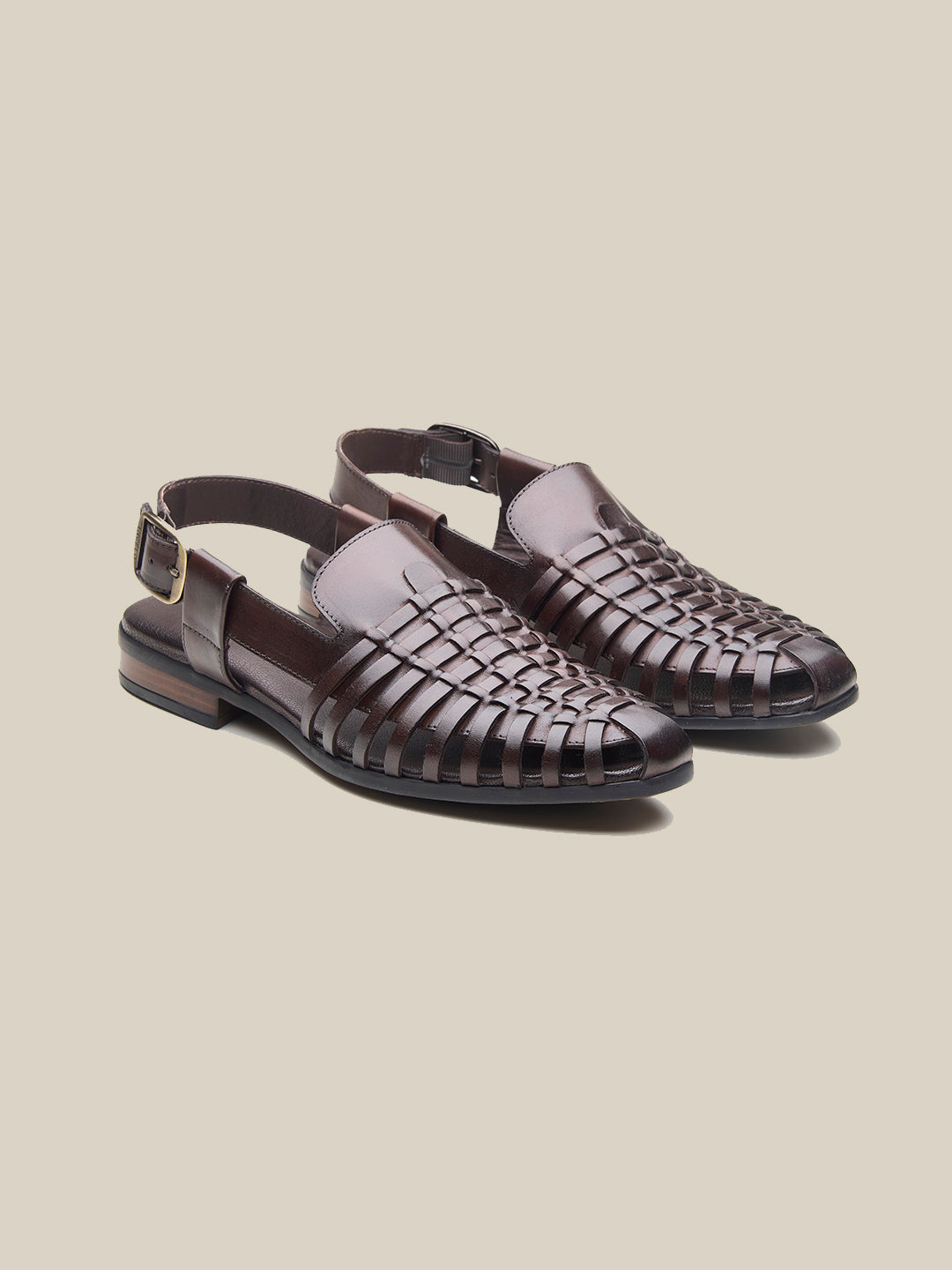 Fraser Ethnic Leather Sandals Brown