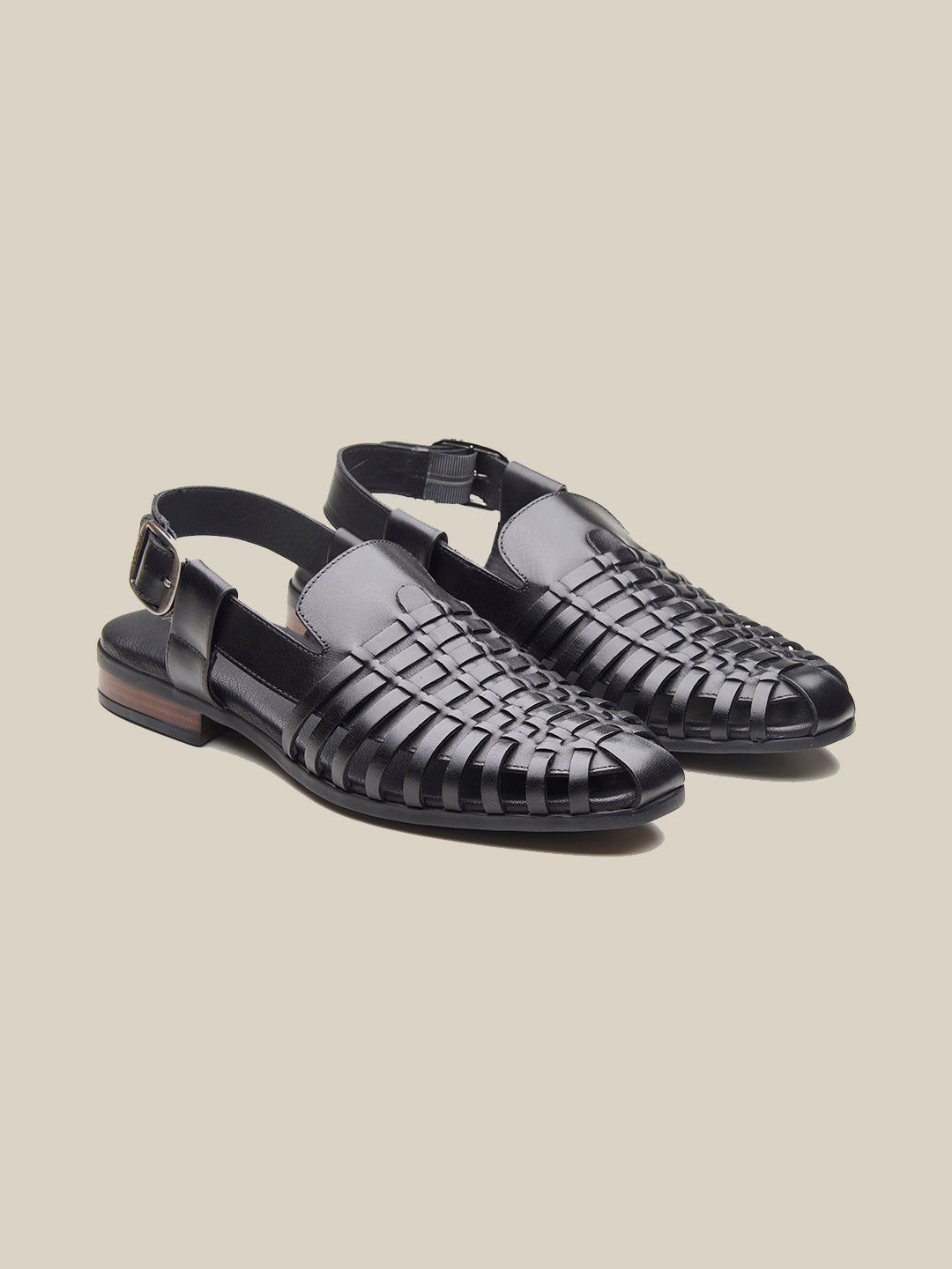 Fraser Ethnic Leather Sandals Black