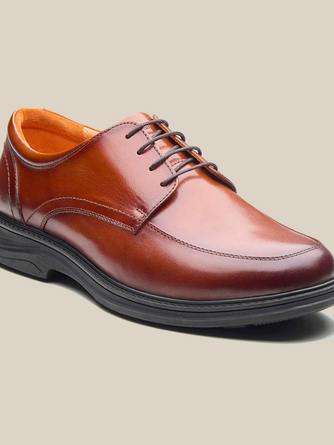 Biagio Leather Comfort Lace-up Derby Shoes Tan