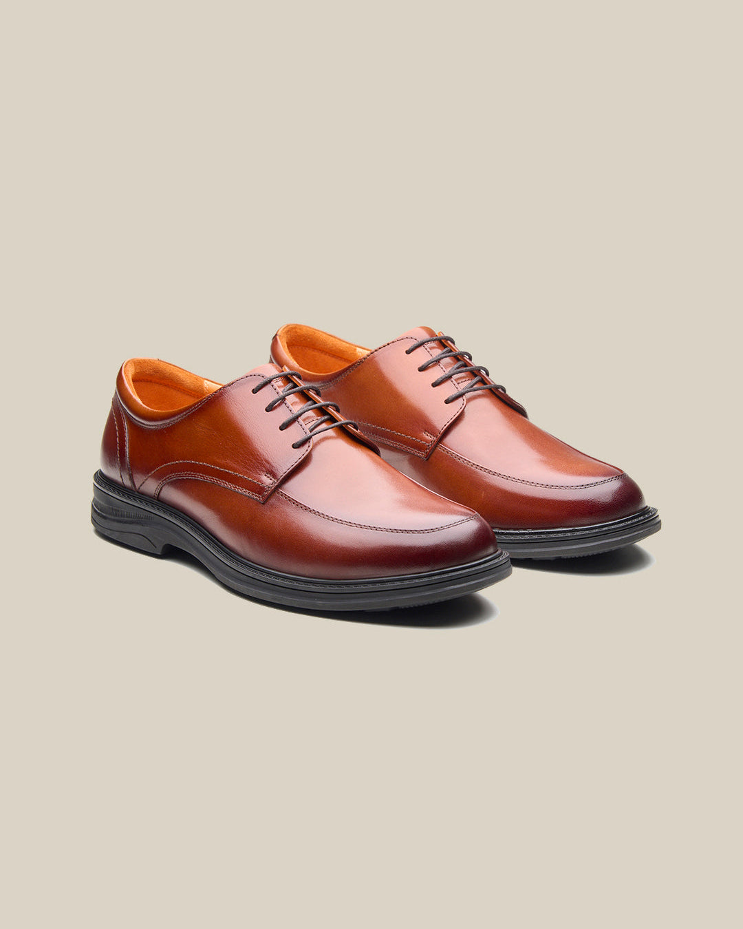 Biagio Leather Comfort Lace-up Derby Shoes Tan