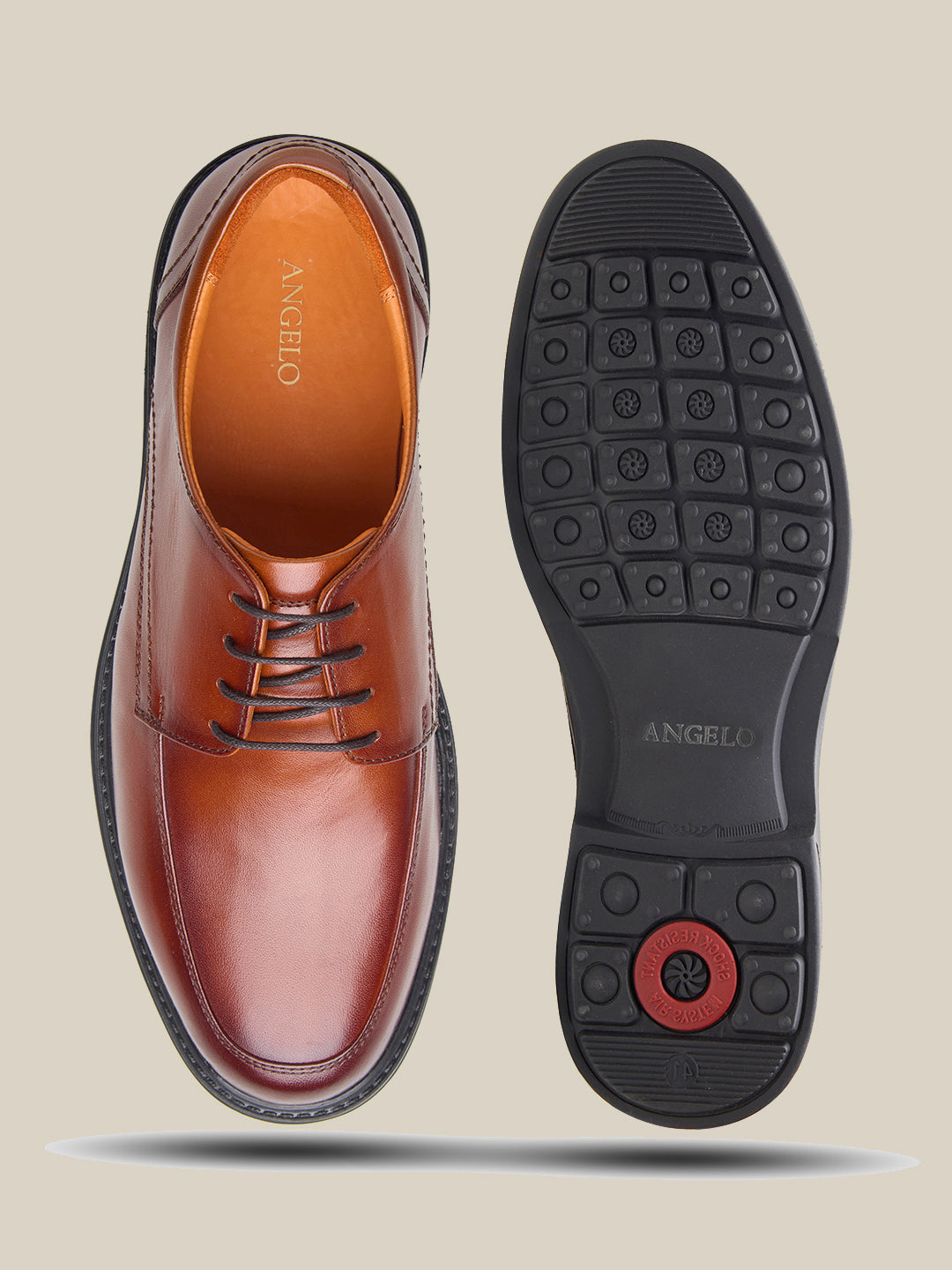 Biagio Leather Comfort Lace-up Derby Shoes Tan