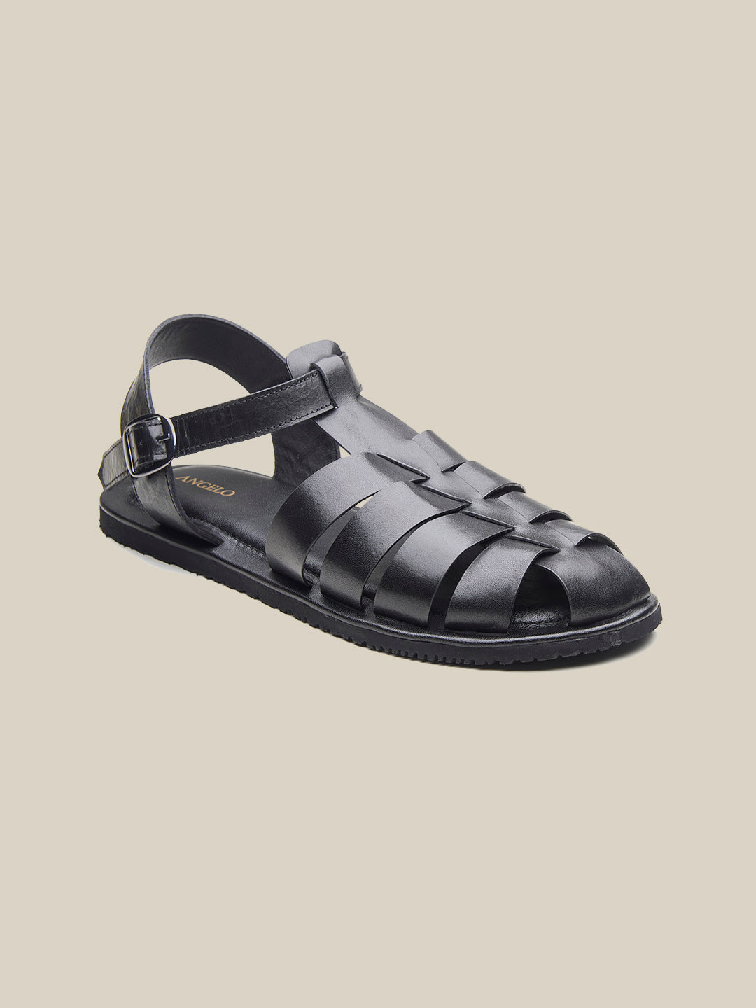 Defender Ethnic Huarache Leather Sandals Black