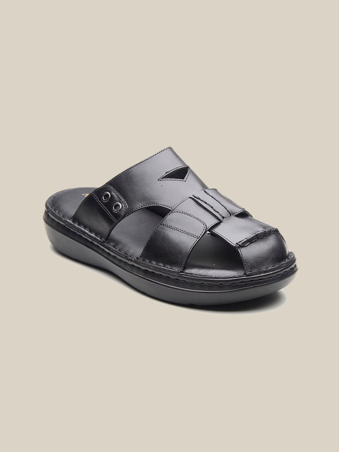 Nathan Leather Slippers Black