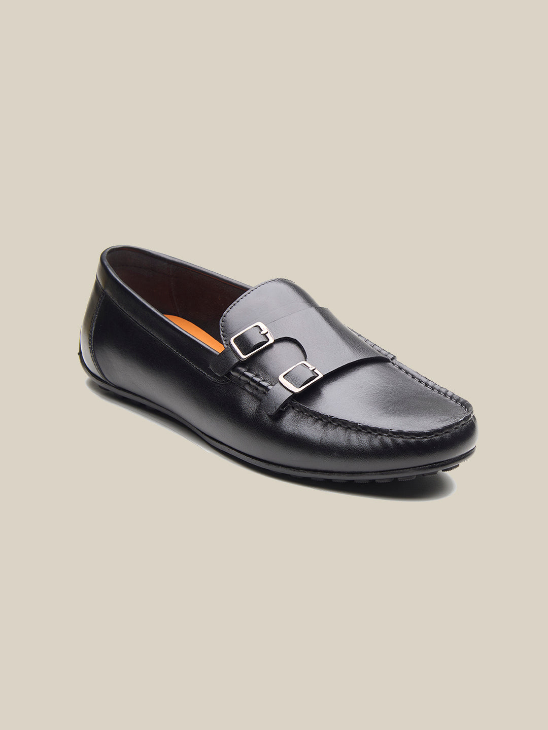 Henry Leather Monk Strap Loafers Black