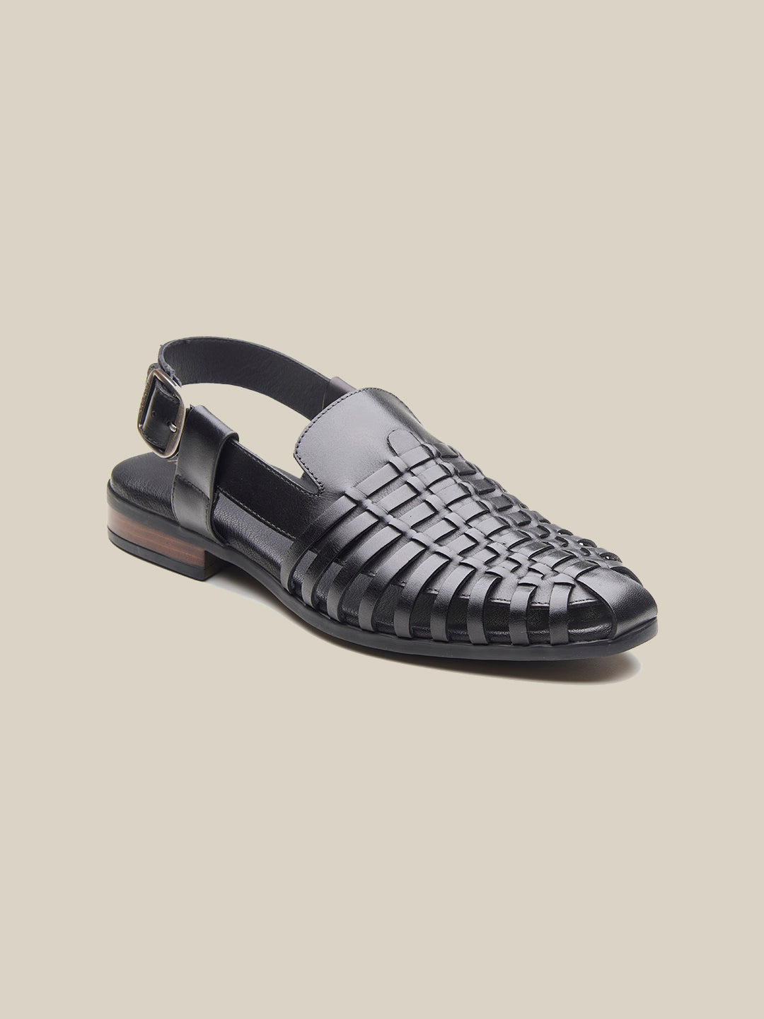 Fraser Ethnic Leather Sandals Black