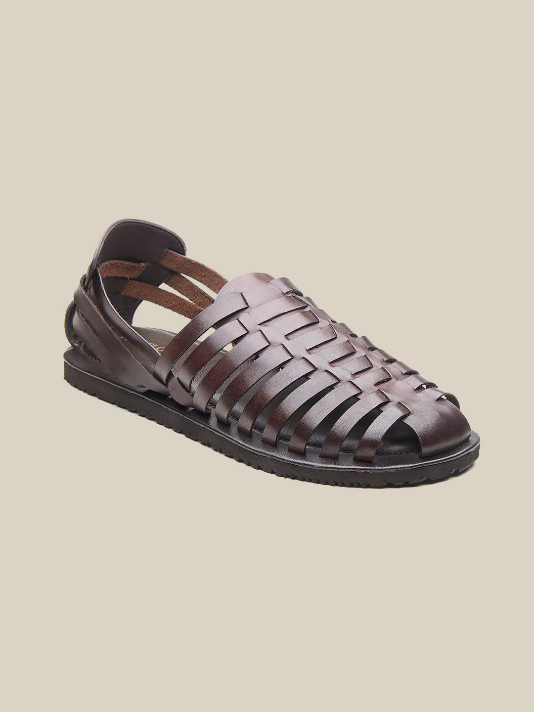 Johan Ethnic Huarache Leather Sandals Brown