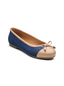 Michael Angelo's Clara Ballerinas For Women (Navy Beige)